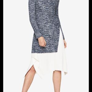 BCBGMAXAZRIA marled black ribbed knit midi top NEW